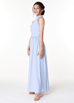 Azazie Iman Junior Ice A-Line Pleated Chiffon Dress image5