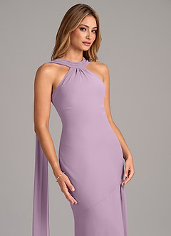 Azazie Kinsley Vestidos de damas de honor Vestido de Glicinia de Gasa de Corte Sirena con Plisado image7