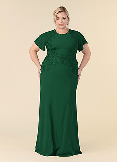 Azazie Adonna Final Sale Dark Green Mermaid Lace Dress image6