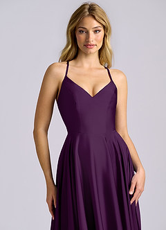 Azazie Truce Brautjungfernkleider A-Linie Stretch-Satin Kleid Traube image7