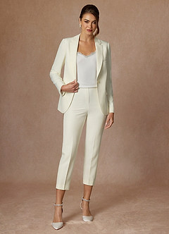 front Charlotte Ivory Refined Weave Dress Pants