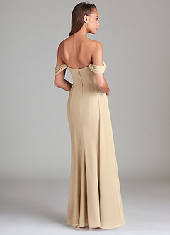 Azazie Amyra Bridesmaid Dresses Champagne Sheath Off the Shoulder Chiffon Convertible Dress image5