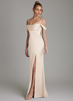 Azazie Nira Bridesmaid Dresses White Alabaster Mermaid Corset Stretch Satin Dress image6