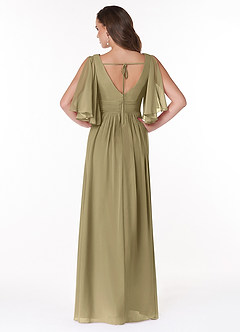 Azazie Temeka Bridesmaid Dresses Moss Green A-Line Ruched Chiffon Dress image2