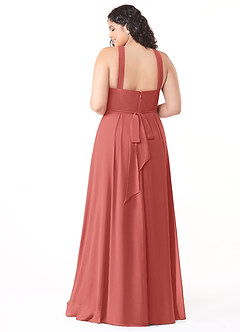 Azazie Dixie Brautjungfernkleider Eine Linie Halter Gefaltet Chiffon Kleid Antike Rose image10