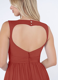Azazie Raine Final Sale Terracotta A-Line Sweetheart Ruched Chiffon Dress image6