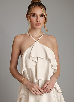 Azazie Deena Abiti da Damigella Abito A-Line in Chiffon Drappeggiato Alabastro Bianco image3