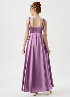 Azazie Rosey Junior A-Linie Herzausschnitt Metallischer Satin Kleid Blauregen image2