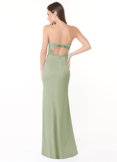 Azazie Leonis Bridesmaid Dresses Dusty Sage Mermaid Pleated Stretch Satin Convertible Dress image5