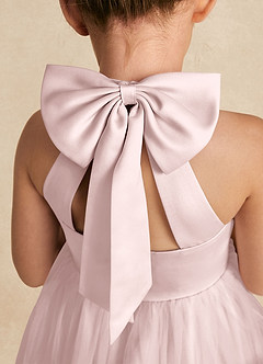 Azazie Bev Blumenmädchenkleider A-Linie Cabrio Tüll Kleid Zartrosa image5