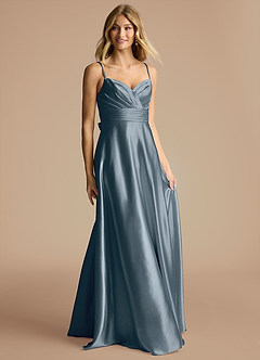 Azazie Oliana Bridesmaid Dresses Twilight A-Line Sweetheart Neckline Metallic Satin Dress image4