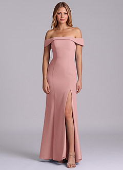 Azazie Luciana Bridesmaid Dresses Dusty Rose Sheath Off the Shoulder Chiffon Convertible Dress image1