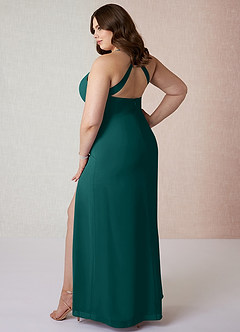 Azazie Manila Bridesmaid Dresses Peacock Sheath V-Neck Chiffon Dress image10