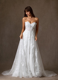 Azazie Florentina Wedding Dresses Diamond White A-Line Sweetheart Sequins Tulle Dress image11