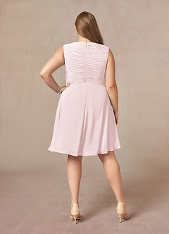 Azazie Theron Mother of the Bride Dresses Blushing Pink A-Line V-Neck Pleated Chiffon Dress image7