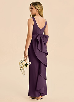 Azazie Emi Junior Plum Sheath Bow Stretch Satin Dress image4