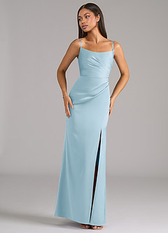 Azazie Marla Bridesmaid Dresses Sky Blue Sheath Strapless Stretch Satin Convertible Dress image7