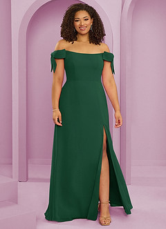 Barbie ♥ Azazie Bridesmaid Dresses Dark Green A-Line Off the Shoulder Chiffon Convertible Dress image7
