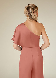 Azazie Hagretta Mother of the Bride Dresses Salmon Pink Jumpsuit/Pantsuit Stretch Satin Dress image8