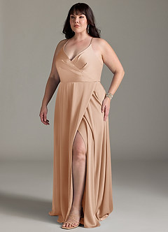 Azazie Davis Bridesmaid Dresses English Rose A-Line Pleated Stretch Satin Dress image10