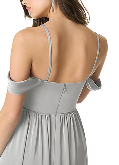 Azazie Morana Final Sale Silver A-Line Off the Shoulder Stretch Satin Convertible Dress image9