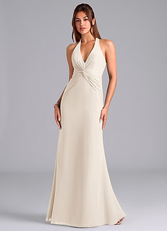 Azazie Valerie Bridesmaid Dresses White Alabaster Mermaid Pleated Chiffon Dress image4