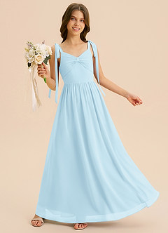 Azazie Izzy Junior Klä av A-Line i Chiffong Plisserad image4