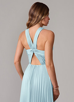 Azazie Afra Abiti da Damigella Abito A-Line in Raso Elasticizzato Plissettato Nuvola Blu image6