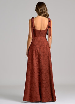 Azazie Debra Bridesmaid Dresses Terracotta A-Line with Pockets Floral Burnout Dress image6