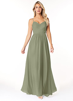 Azazie Lisbon Final Sale Pistachio A-Line Sweetheart Neckline Chiffon Dress image5