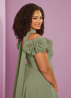 Barbie ♥ Azazie Bridesmaid Dresses Pistachio A-Line Off the Shoulder Chiffon Convertible Dress image11