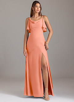 Azazie Darcia Bridesmaid Dresses Sunset A-Line Side Slit Chiffon Dress image1