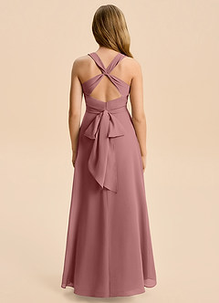 Azazie Kirsten Junior Vestido de Rosa Del Desierto de Gasa de Corte en A con Plisado image3