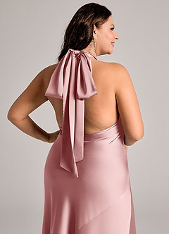 Azazie Velli Abiti da Damigella Abito Sirena in Raso Elasticizzato Collo Alto Rosa Polverosa image6