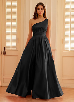 Millie Schwarz A-Linien-Abendkleid aus Satin image7