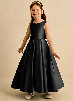 Azazie Mapel Blumenmädchenkleider Ballkleid Plissee Matte Satin Kleid Schwarz image5