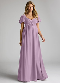 Azazie Madisynn Maternity Bridesmaid Dresses Bow Chiffon Floor-Length Dress image1