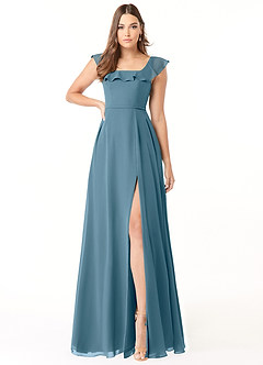 Azazie Jinny Bridesmaid Dresses Bermuda A-Line Square Neckline Ruched Chiffon Dress image1