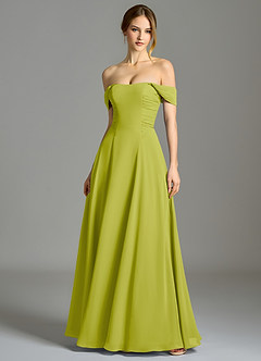 Azazie Oasis Bridesmaid Dresses Lemongrass A-Line with Pockets Chiffon Dress image1