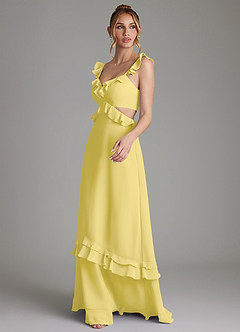 Azazie Malaya Bridesmaid Dresses Canary A-Line Corset Chiffon Dress image6