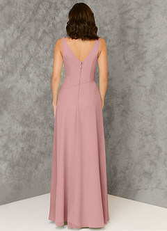 Azazie Kori Bridesmaid Dresses Dusty Rose A-Line Pleated Chiffon Dress image2
