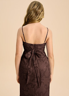 Azazie Mai Junior Ganache Sheath Pleated Floral Burnout Dress image7