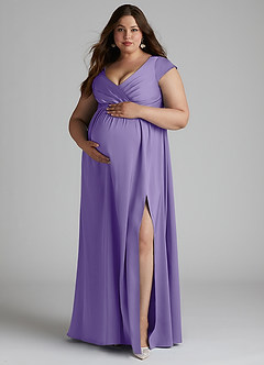 Azazie Allessia Maternity Bridesmaid Dresses A-Line Pleated Stretch Satin Floor-Length Dress image11