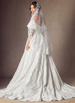 front Pearl Chantilly Lace Mantilla Veil