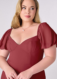 Barbie ♥ Azazie Bridesmaid Dresses Pomegranate A-Line Pleated Chiffon Dress image10