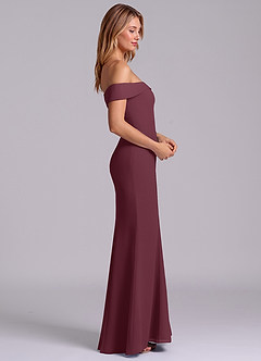 Azazie Luciana Bridesmaid Dresses Cabernet Sheath Off the Shoulder Chiffon Convertible Dress image6