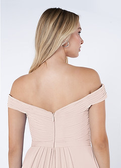 Azazie Audrianna Bridesmaid Dresses Rose Petal A-Line Off-The-Shoulder Gathered Chiffon Convertible Dress image6