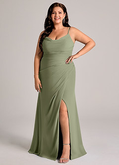 Azazie Deandra Bridesmaid Dresses Pistachio Mermaid Pleated Chiffon Dress image9