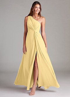 Azazie Brooke Bridesmaid Dresses Butter A-Line One Shoulder Chiffon Dress image3