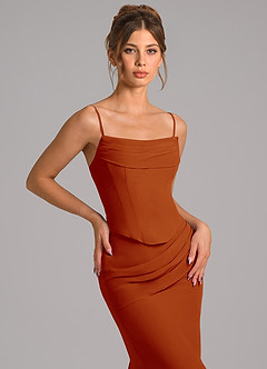 Azazie Sorrel Robes de demoiselle d'honneur Robe Sirène en Mousseline de soie Corset Paprika image8